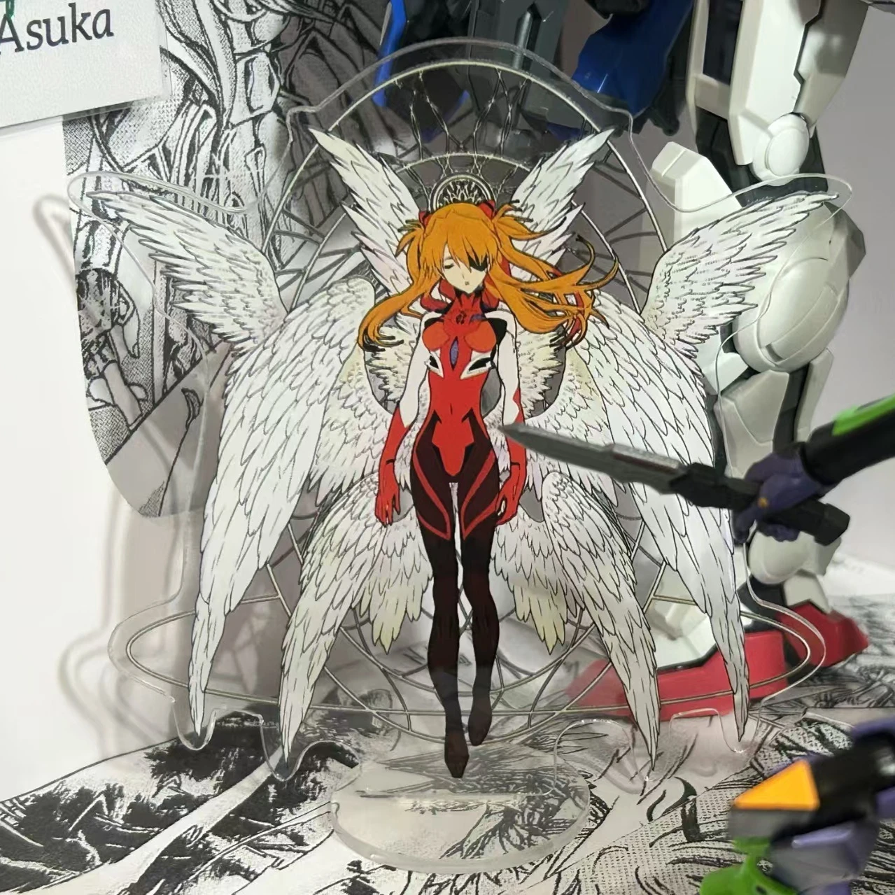 kawaii Neon Genesis Evangelion Asuka Layer Floating Acrylic Standee Clear Acrylic Figure Ornament Desktop Decor Anime Fans Gift view 4