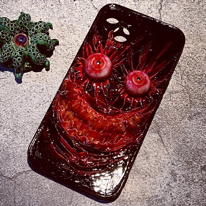 4114 Original 3D Handmade Mobile Phone Case Scarlet Skull Cthulhu Eyes Dark Gothic Art Mobile Phone Case Custom Christmas Gift