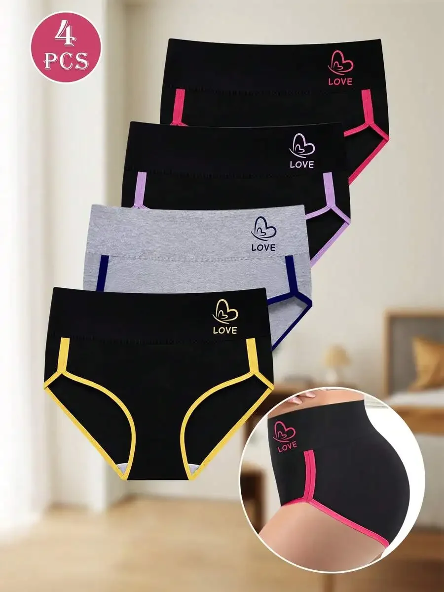 

4 Pcs Women High Waist Breathable Soft Cotton Panties