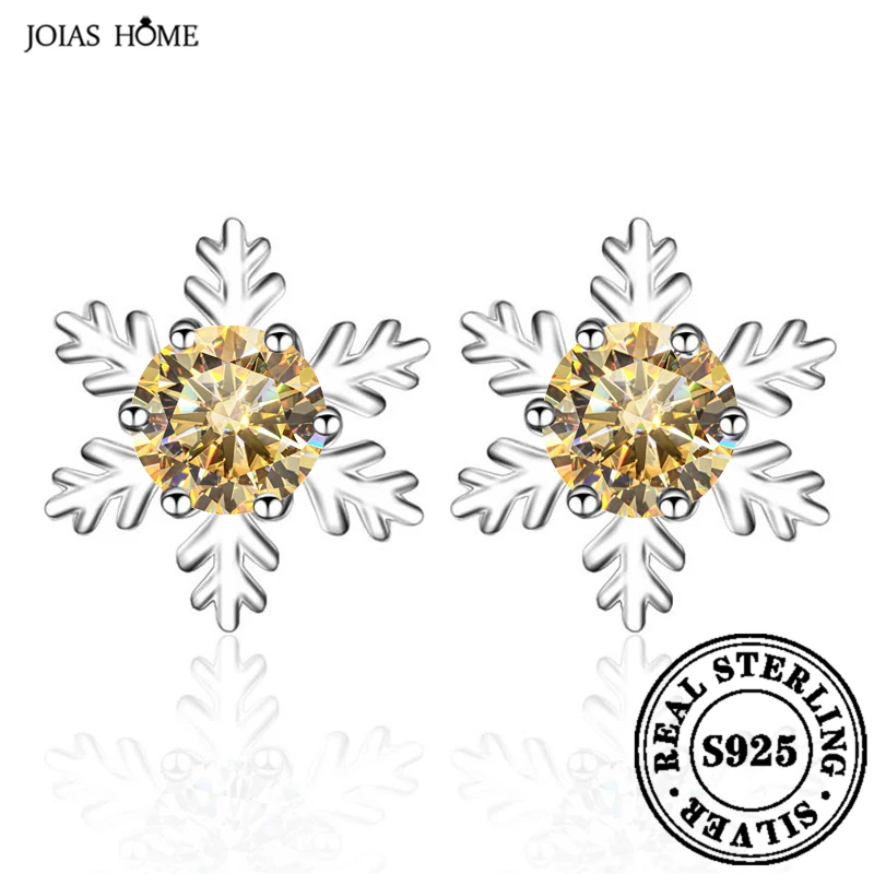 JOIAS HOME Silver 925 D Color Moissanite Gem Earrings Women's Snowflake Earrings Multi Color Moissanite Fashionable And Elegant