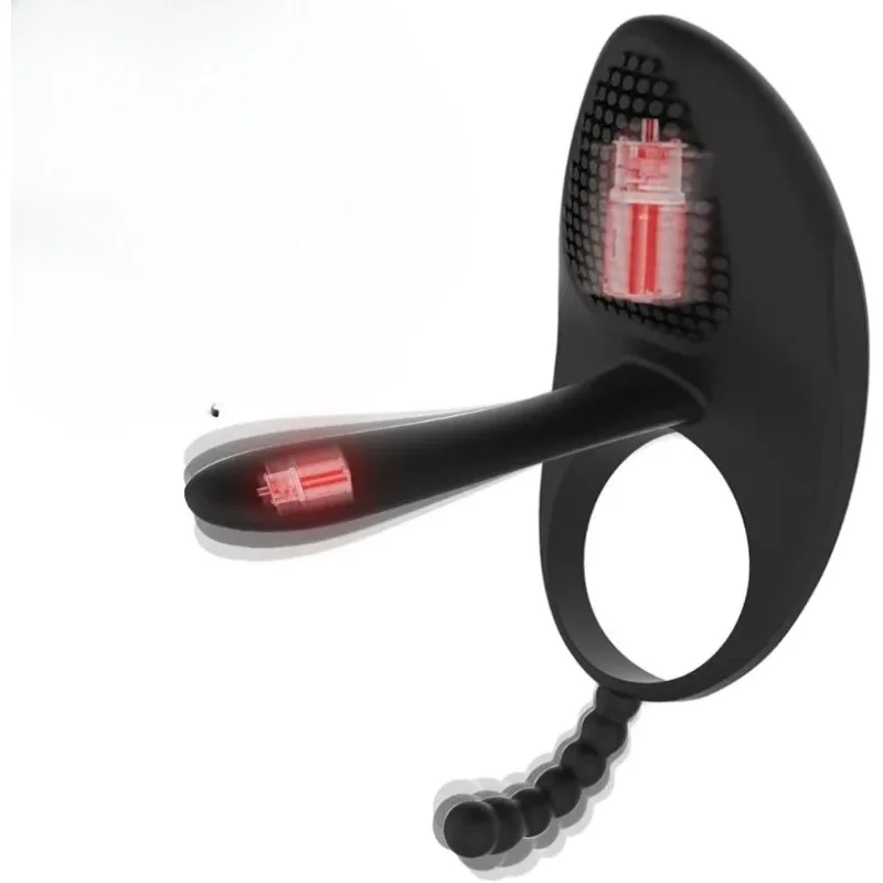 Vibrating Cock Ring with Tongue Stimulator Raised Nodules Anal Beads for Couple Play Utimi Penis Ring Wearable Vibrator 7 Modes