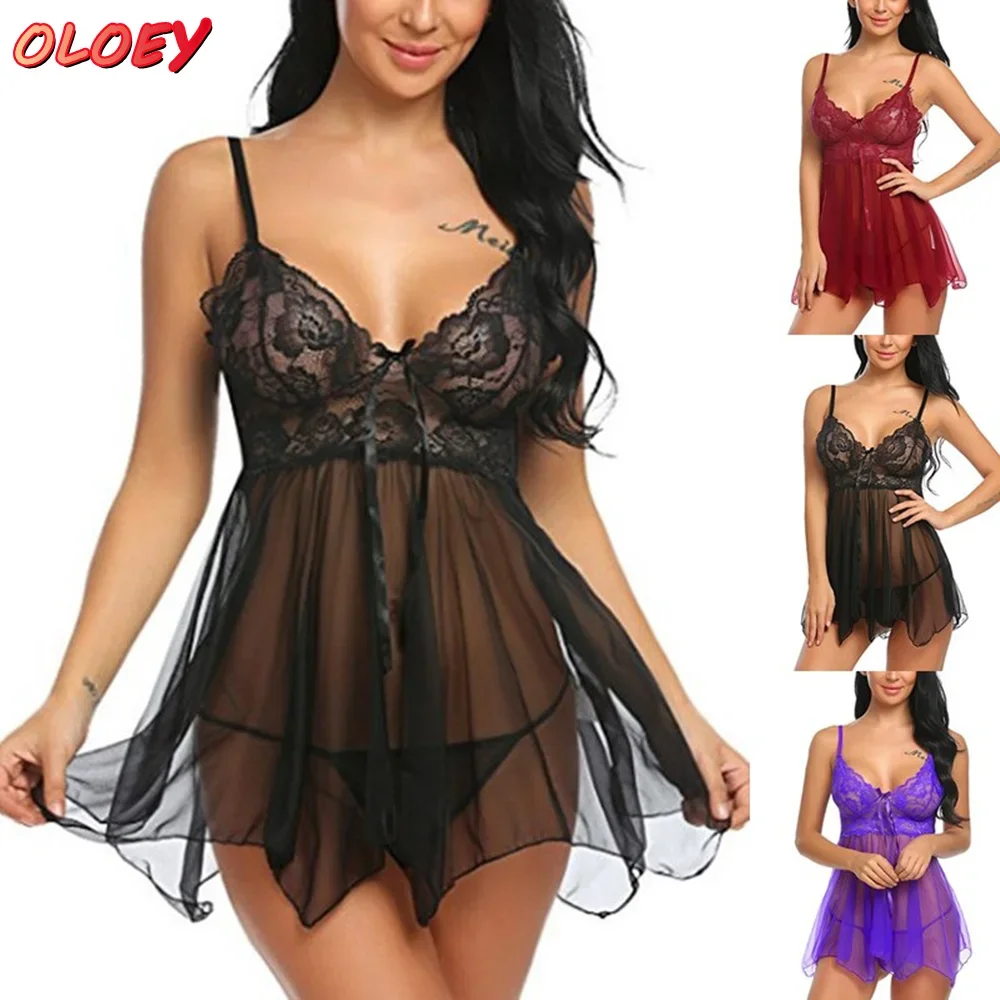 

Sexy Women Lingerie Porno Costumes Nightwear G-string Lace Transparent Plus Size Outfit Stripper Clothes Sexy Dress for Sex