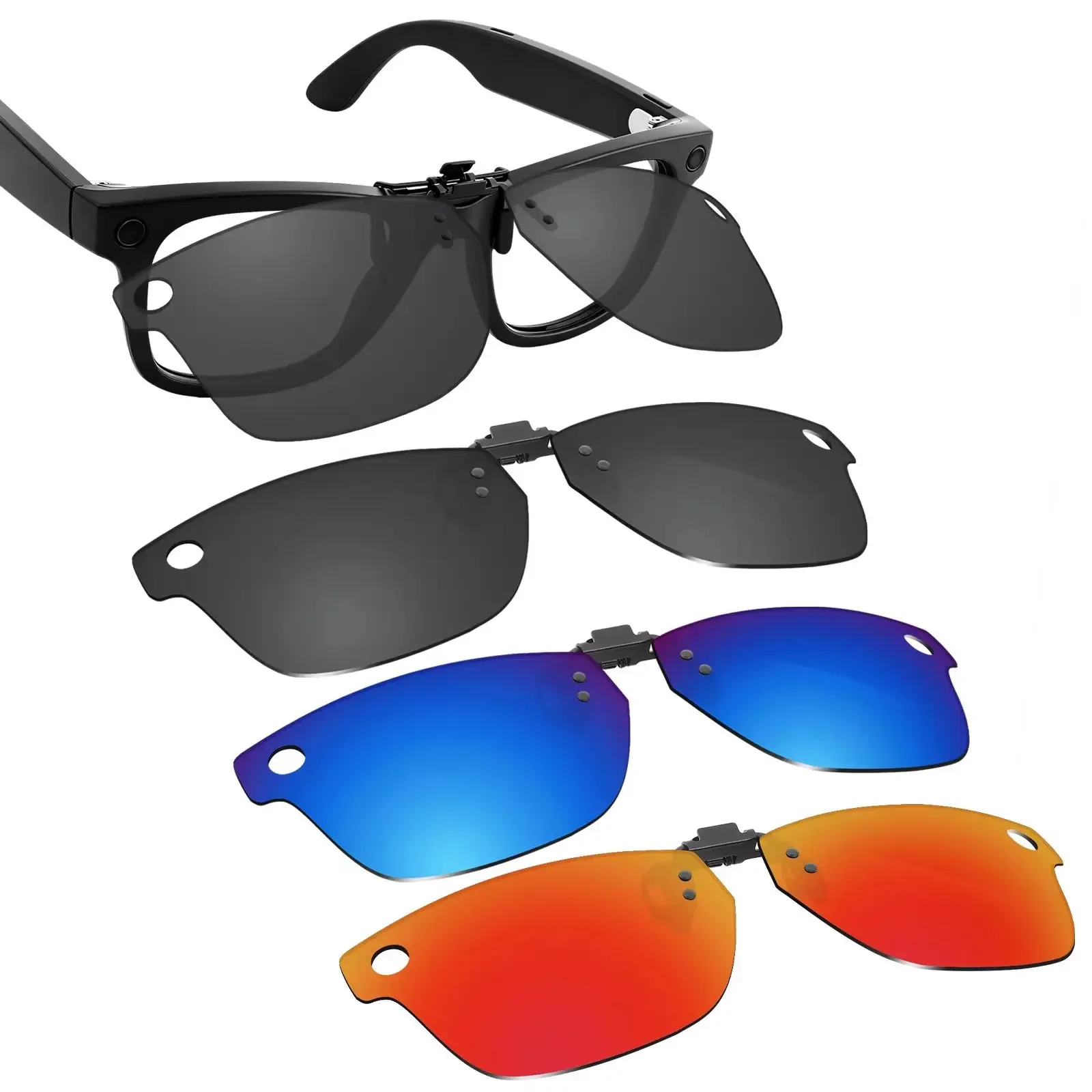 Beeyspecslab Polarized Flip-up Glasses Clip Anti-glare for RayBan Meta Blayzer Optics (Gen 2) RW7001 54mm Sunglasses (Not Frame)