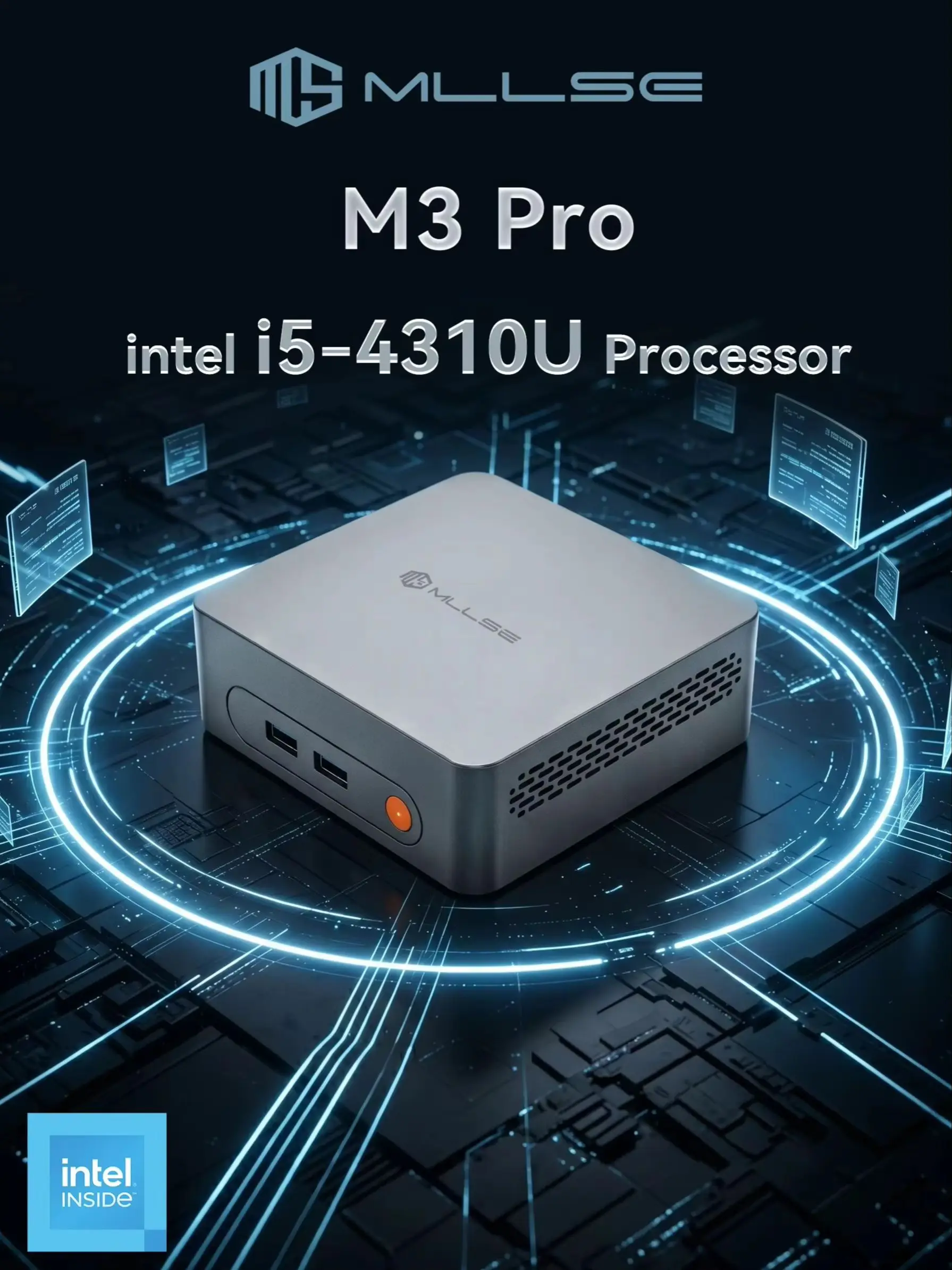 MLLSE M3 Pro Mini-PC Intel Core I5-4310U, DDR3 8GB RAM, 128GB SSD, Wi-Fi 5, BT 4.2, Windows 11 Mini-Desktop-Computer