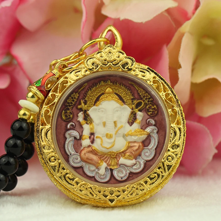 جنوب شرق آسيا تايلاند إله الثروة الفيل غانيش معبد البوذية جلب الحظ المال حسن الحظ بوذا بطاقة تميمة #1