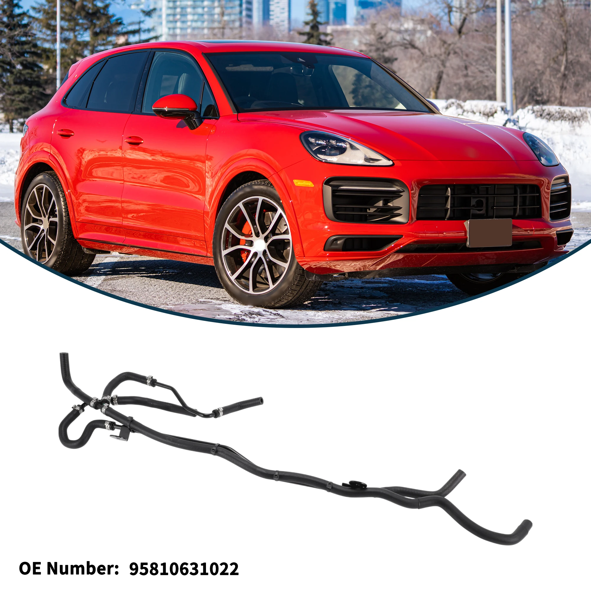 Motoforti Radiatorslang Verwarming Slang Nr 95810631022 voor Porsche Cayenne 2013-14 Rubber Metalen Koelvloeistof Pijp Zwart 1 st
