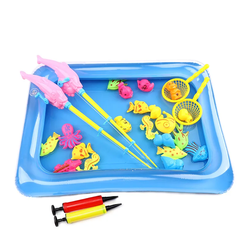 Kinder Leuke Vissen Speelgoed Set Jongens Kid 'S Water Spelen Puzzel Net Vissen Magnetische Vis Zandbak Modellen Speelgoed 14 Stuks Set