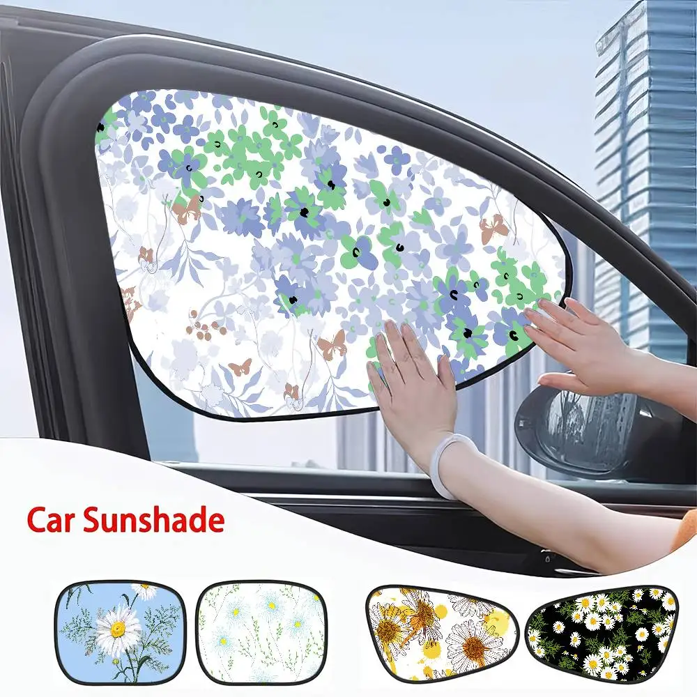 

Trendy Daisy Print Car Sunshade - Summer Window Cover, Sunscreen, Side Window Curtain, Sunblock