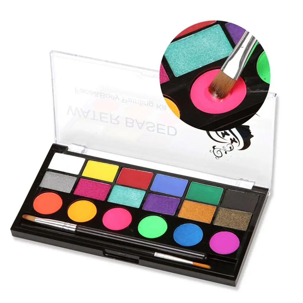 Palette Professionale per Trucco Viso in 18 Colori, Set per Trucco Halloween, Pittura per Viso e Corpo, Costumi per Feste in Maschera