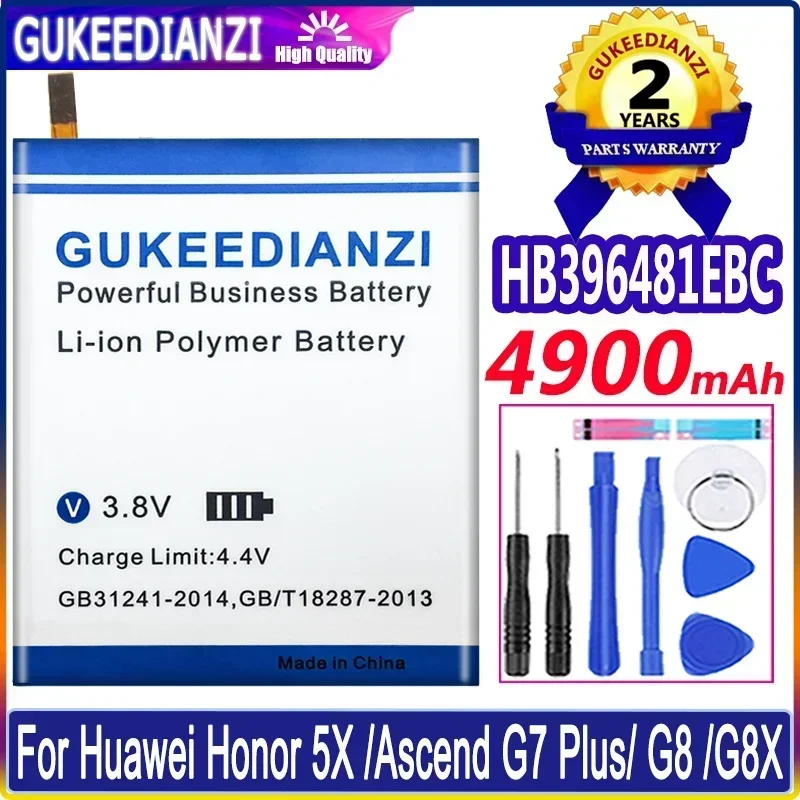 4900mAh Mobile Phone Battery for Huawei Honor 5X /Ascend G7 Plus/ G8 /G8X, HB396481EBC, High Performance