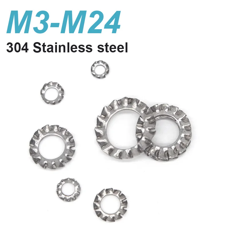 304 Stainless Steel External Tooth Washer Serrated Locking Washer Shockproof M3~M24