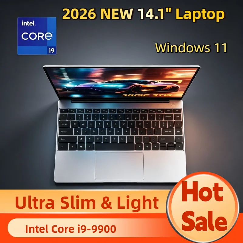 2026 NOVO Intel Core i9 9900 14.1 Polegada Laptop 32GB RAM 2TB SSD Windows 11 Ultra Slim Gaming Gamer Office Notebook 1920x1080
