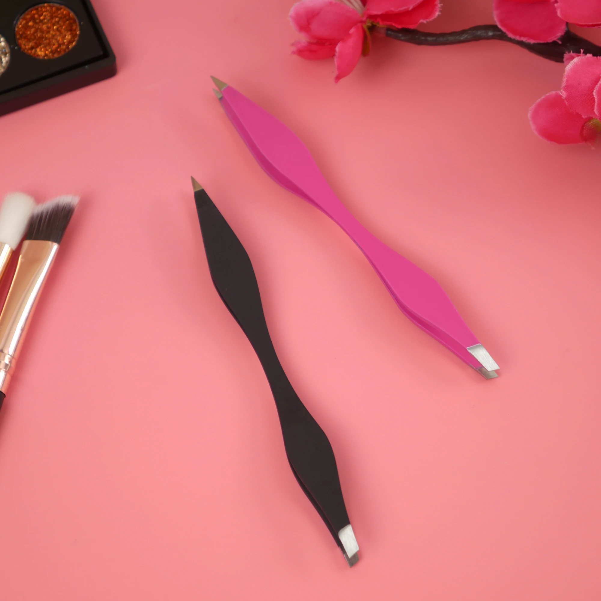 Brainbow 1piece Tweezers Rose Beauty Makeup Tools Double Ends Eyebrow Tweezer Anti-Static Eyelash Extension Pincet For Maquiagem