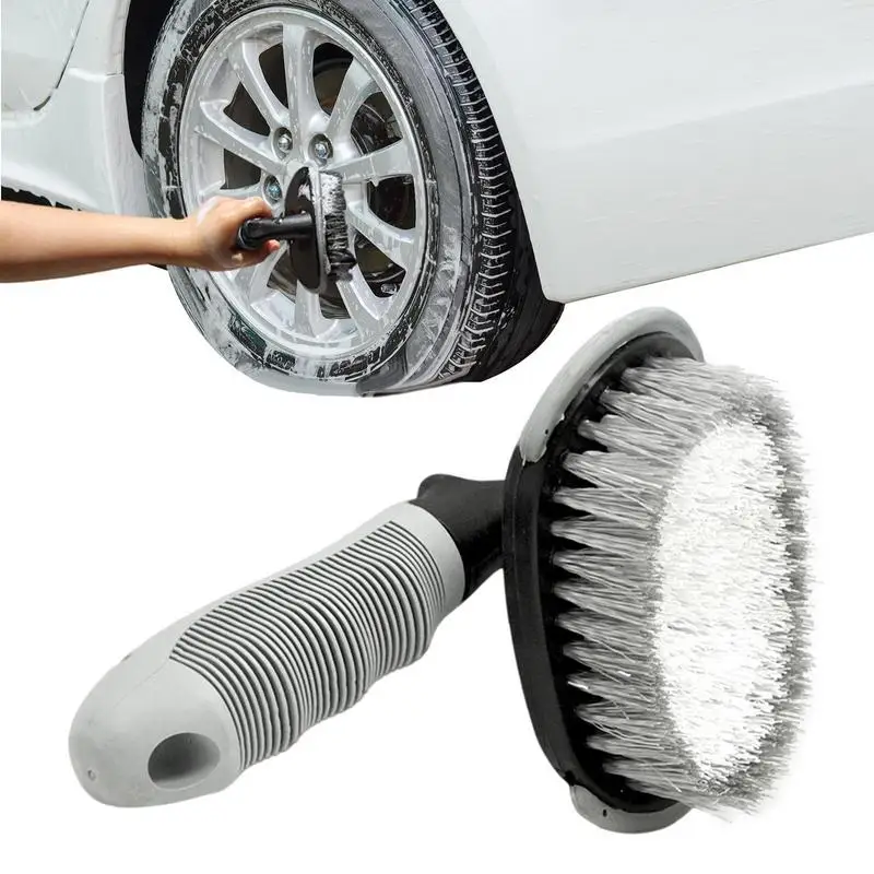 

Car Tire Cleaning Brush Handheld Car Rim Dense Bristle Brush With Ergonomic Handles Auto Detailing Tire Brushes For Cars