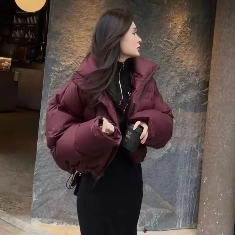 

New 2025 Cotton Jacket Women's Short Coat Korean Edition Thickened Stand Collar Fashionable Western Style Parkas Female Clothing