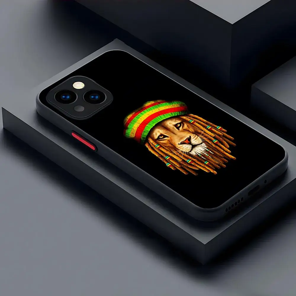 Bob Marley Rasta Lion Phone Case Matte Transparent For 16 15 IPhone 12 11 13 Pro Max X XR XS 8 SE Mini Plus Back Cover