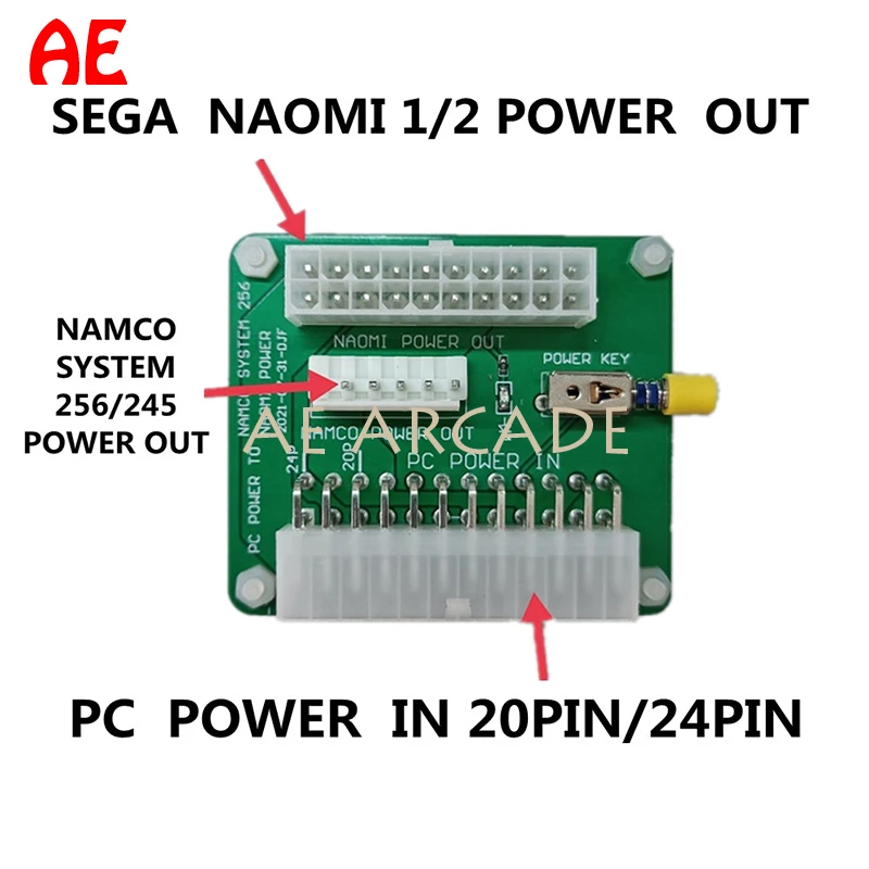 20/24 Pin PC Power Connector to Sega NAOMI/NAMCO POWER Breakout Board Cabinet Module Adapter Computer Power Supply Breakout