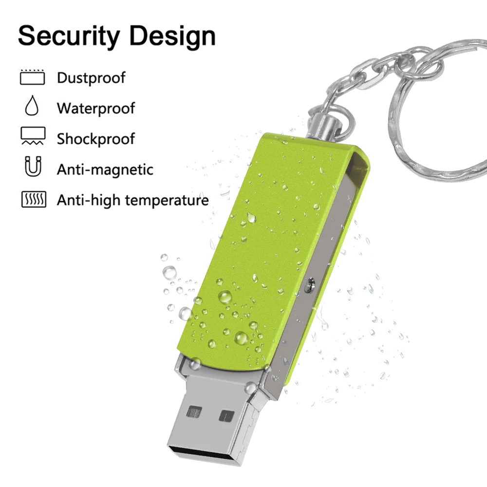 Stainless Steel USB 2.0 Pen Drive 128GB USB Flash Drive 16GB 32GB 64GB 4GB Pendrive USB Stick with Keychain Flash Drive U disk