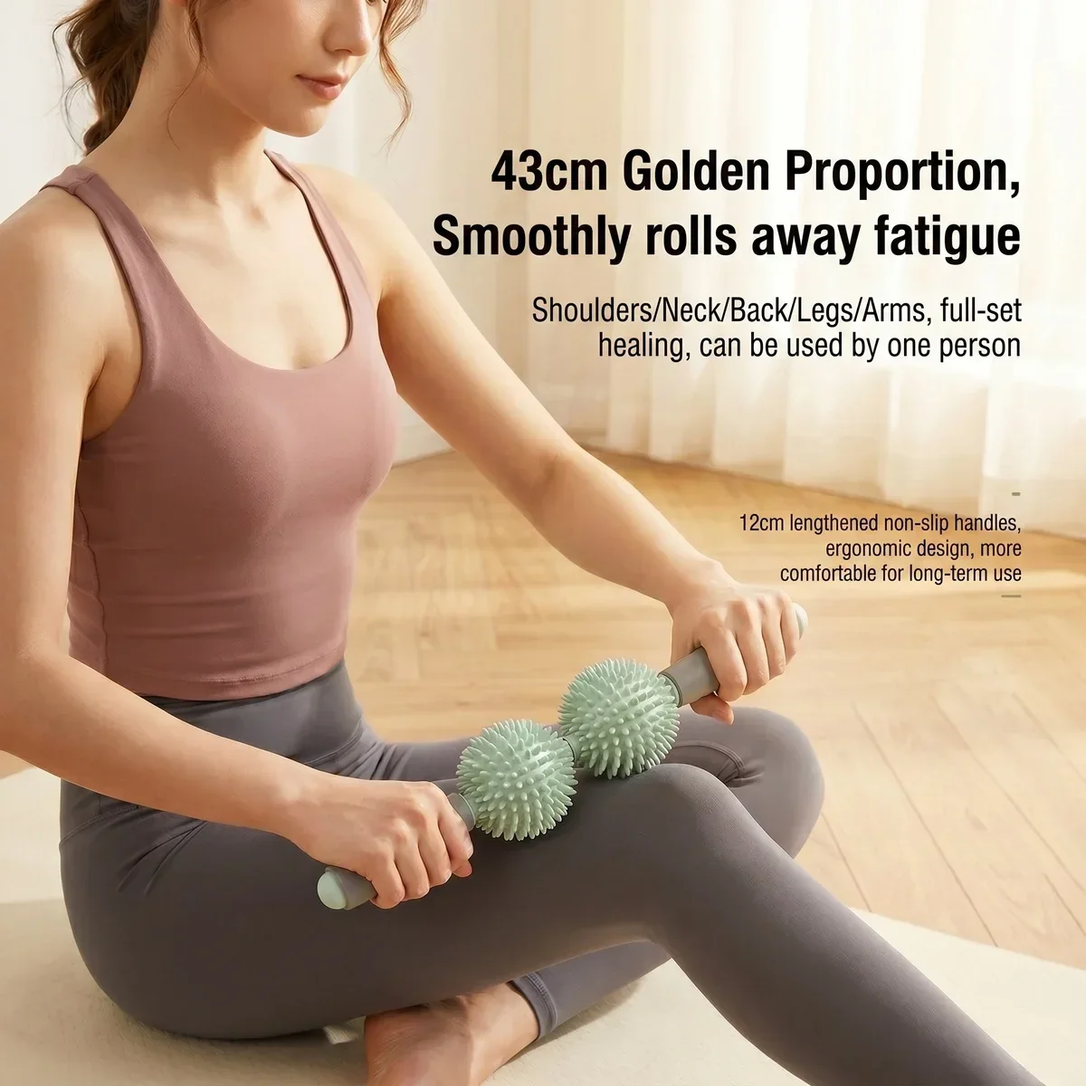 Taiwan Style Foam Roller & Massage Stick, Deep Tissue Muscle Massager for Neck & Back, Yoga Roller with Massage Ball for Home Us