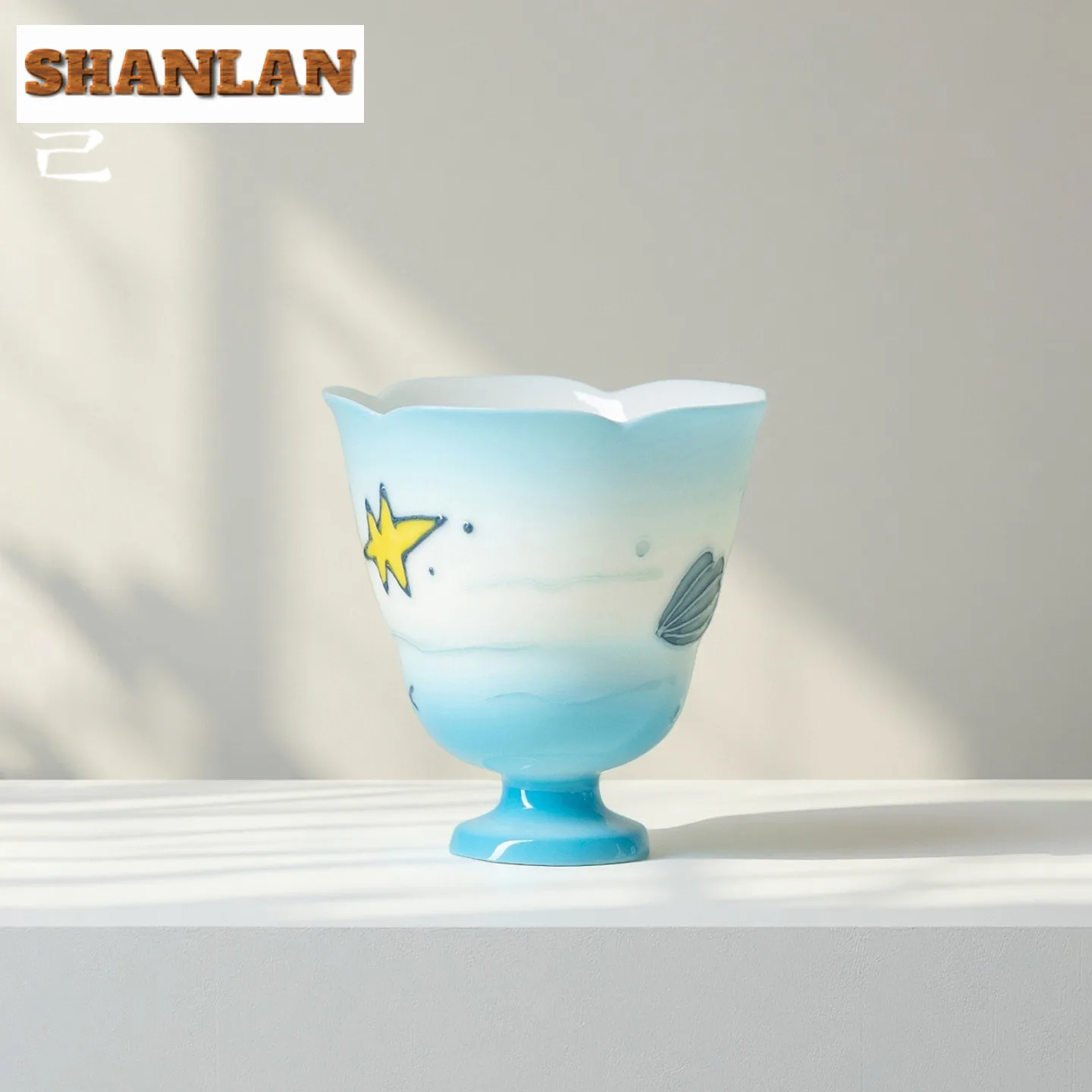 

50ml Hand-painted Underwater World Teacup Ancient Tea Bowl Set Of Cups Tea-tasting Meditation Cup Chazhan Master Cups Teaset