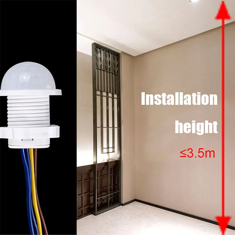 赤外線人体センサー付き自動誘導スイッチ,LED照明,85-265V