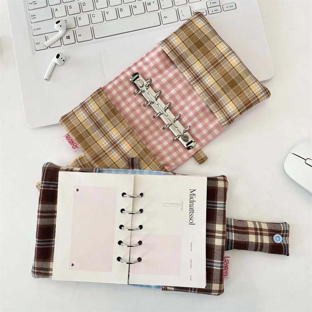 Multipurpose Heart Embroidery Notebook Detachable Diary Fabric Plaid Diary Book Aesthetic Stain Resistant Diary Protective Cover