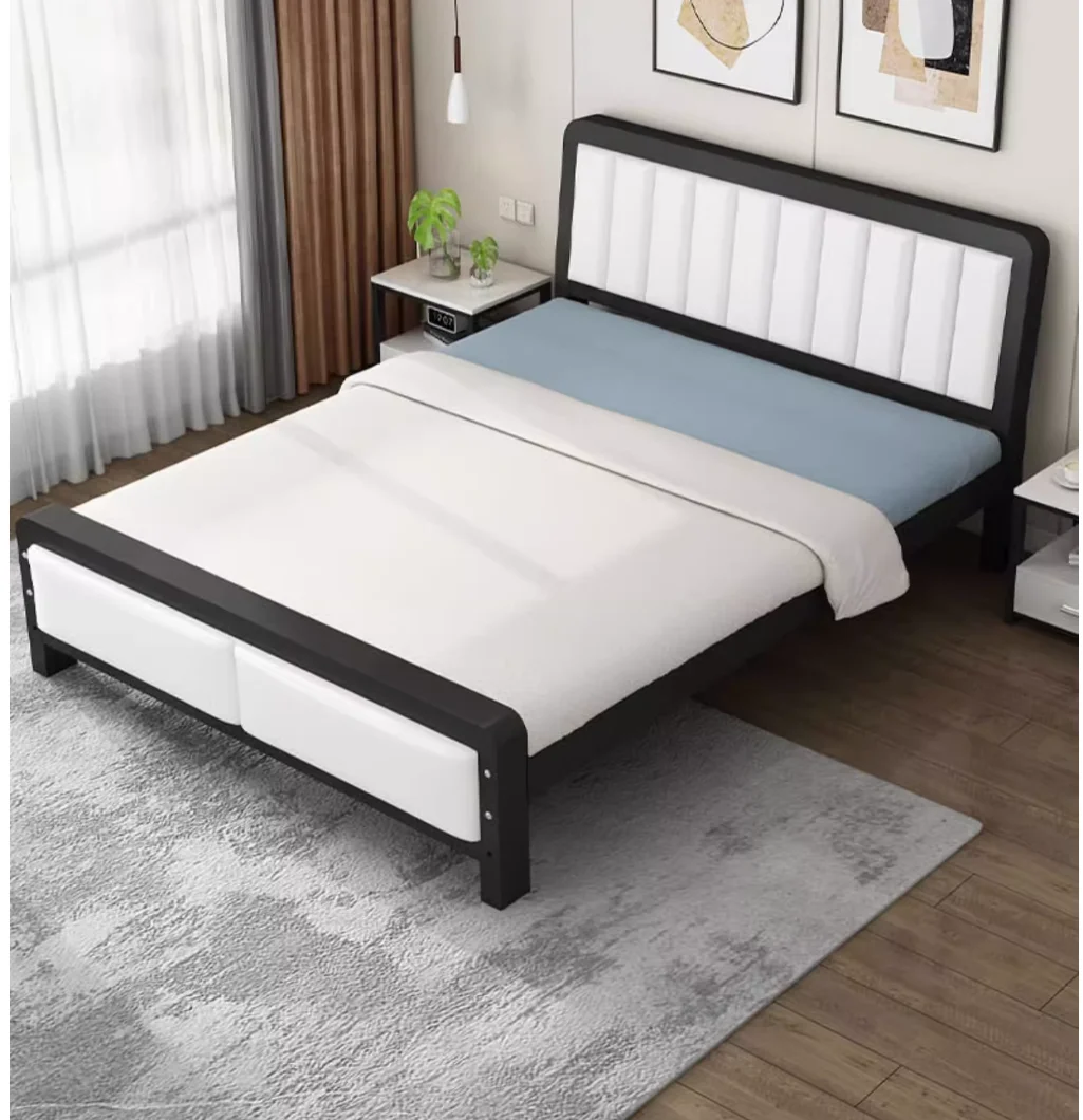 Bed 1.8m wrought iron bed Thickened double bed 1.5 single modern simple iron frame bed