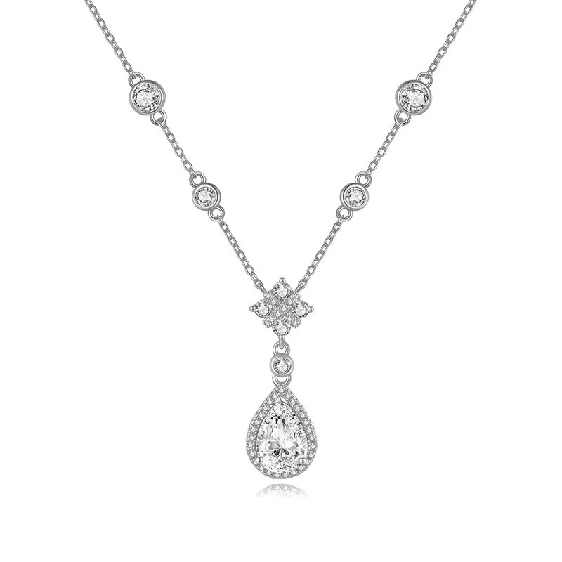

ZFSILVER Fashion 925 Silver Trend Luxury 2ct Moissanite Waterdrop Necklace For Charm Women Accessories Party Jewelry Gift N20373