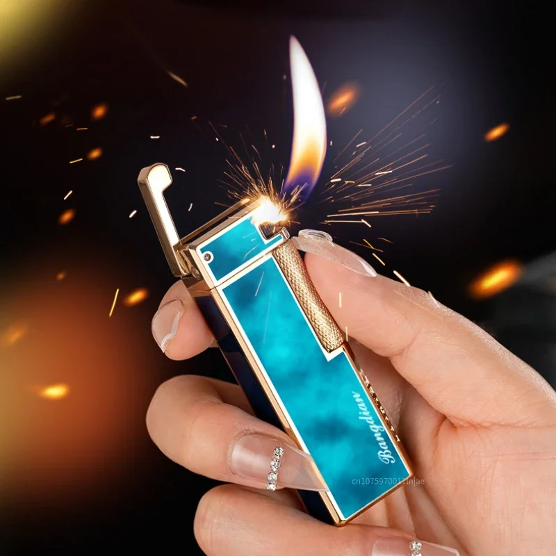 Retro Side Slide Grinding Wheel Ignition Open Flame Cigarette Lighters Butane Gas Lighters Smoking Accessories Unusual  Lighters