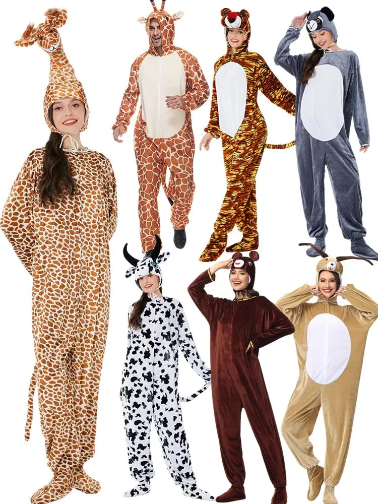زي Girfe بروفة أداء الهالوين على شكل حيوان من جلد البوليستر طويل يحتاج إلى زي لعب الأدوار على شكل حيوان