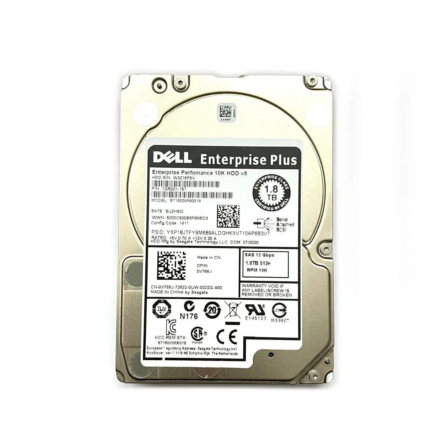 SAS 2,5 "disco rígido HDD, V768J, ST1800MM0018, 1.8TB, 10K, 12 Gbps, SFF