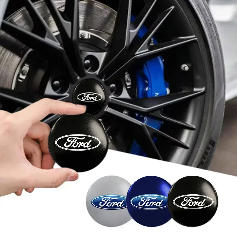 4Pcs 56mm Car Hubcap Wheel Centre Hub Caps Emblem Sticker For Ford ST Racing RS S Mustang Kuga Fiesta Fusion Mondeo Edge