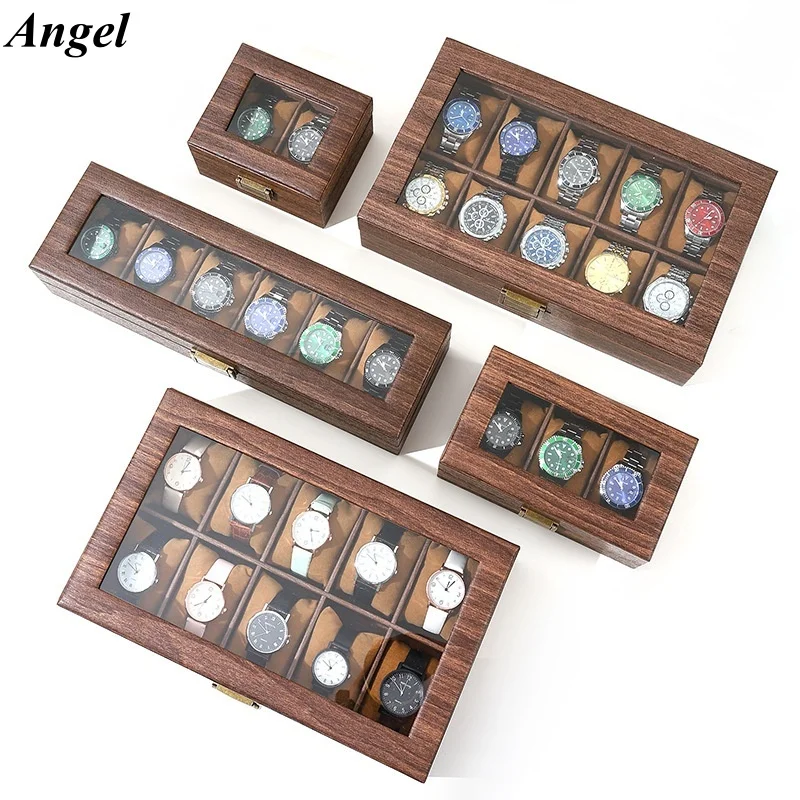 

New Wood Watch Box Organizer With Glass Window Wooden Watch Display Luxury Watch Case Storage Box Watch Holder For Men