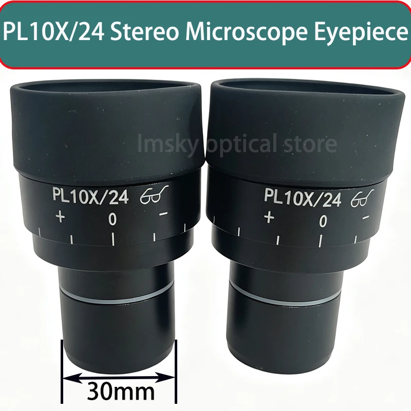 Stereo Microscope PL10X Wide Angle Eyepiece Diopter Adjustable High Eye Point 30mm For Olympus Nikon Replacement with Eyecups