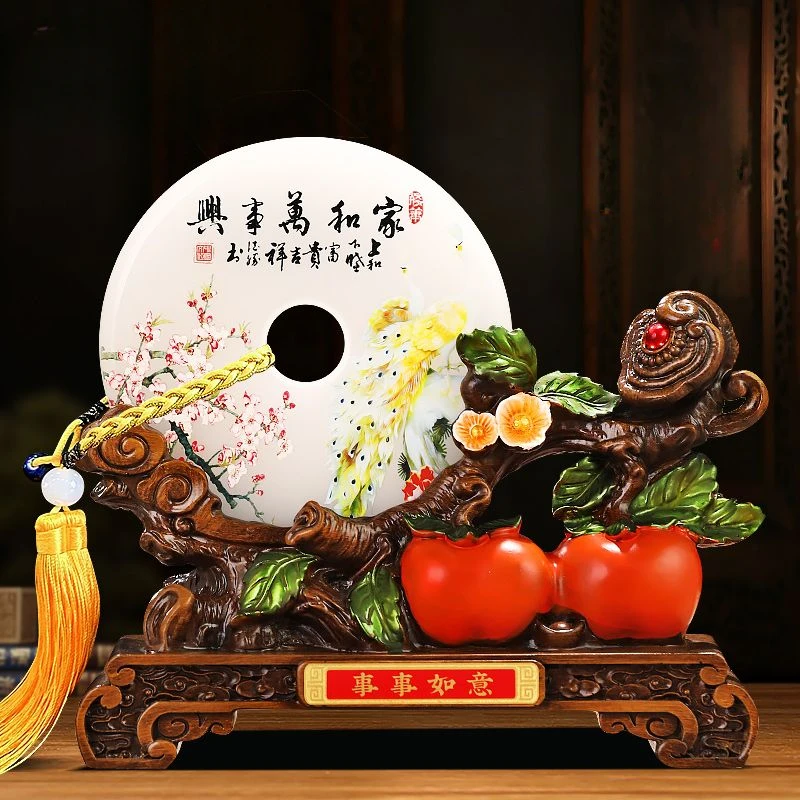 

Fengshui Safety Buckle Ornament Attracts Wealth Persimmon Living Room Entrance Jade Ruyi Decoration Housewarming Gift