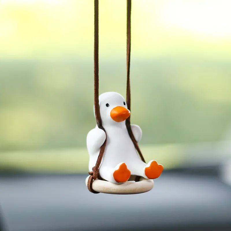 Creative Adjustable Car hanging ornaments Ducklings modeling plaster swing rearview mirror decoration car interior pendant