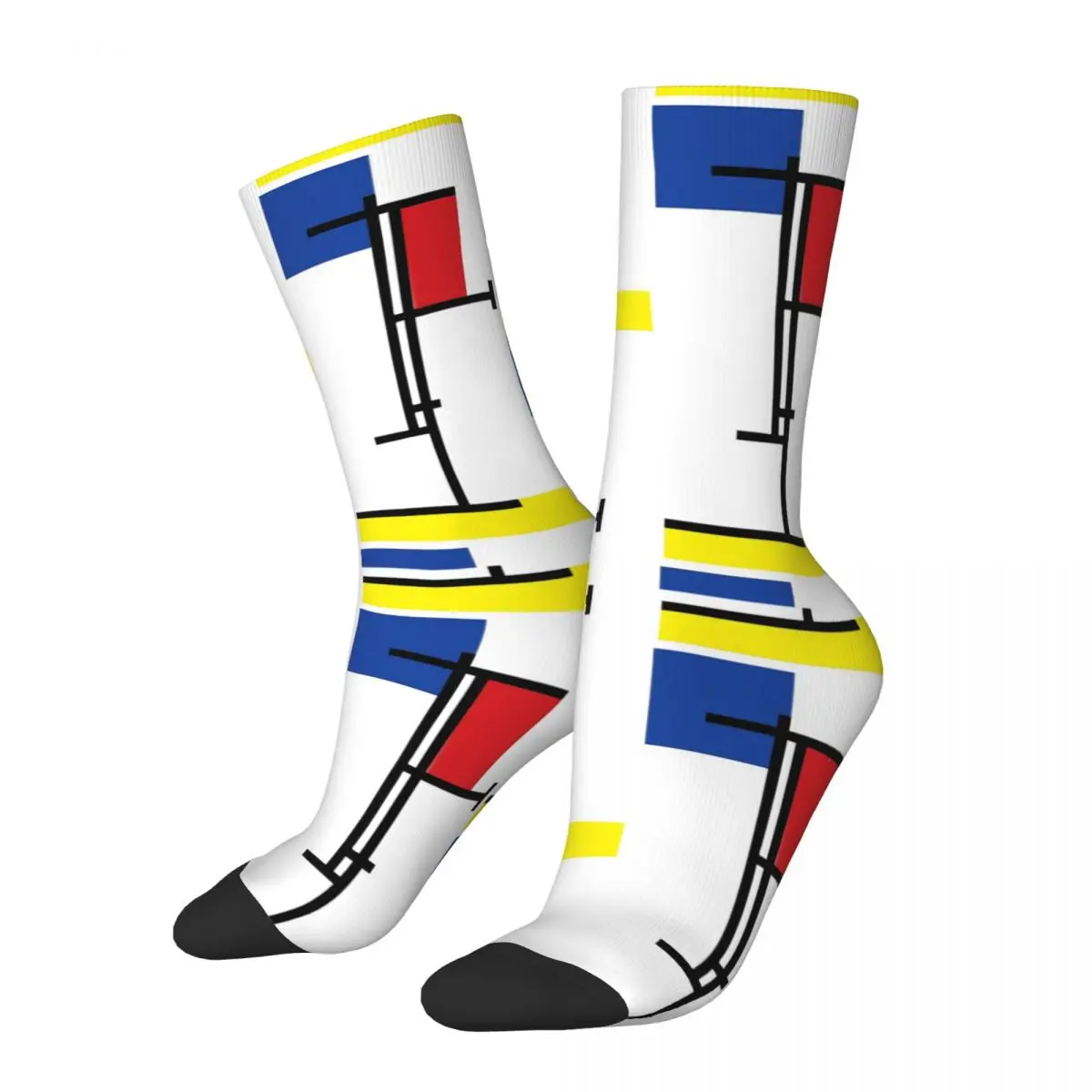 Winter Warm Cool Men's Women's Mondrian Minimalist De Stijl Abstract Modern Art Socks Breathable Basketball Socks