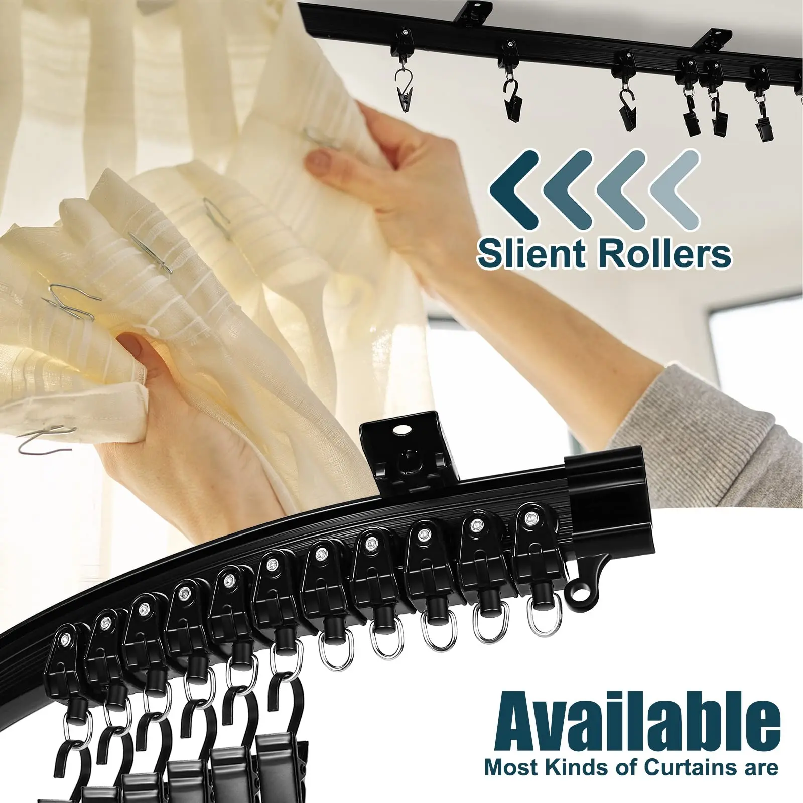 Flexible Ceiling Curtain Track Bendable Curtain Rail System Curved Straight Window Track for Room Divider RV Bunk Bed with Ac