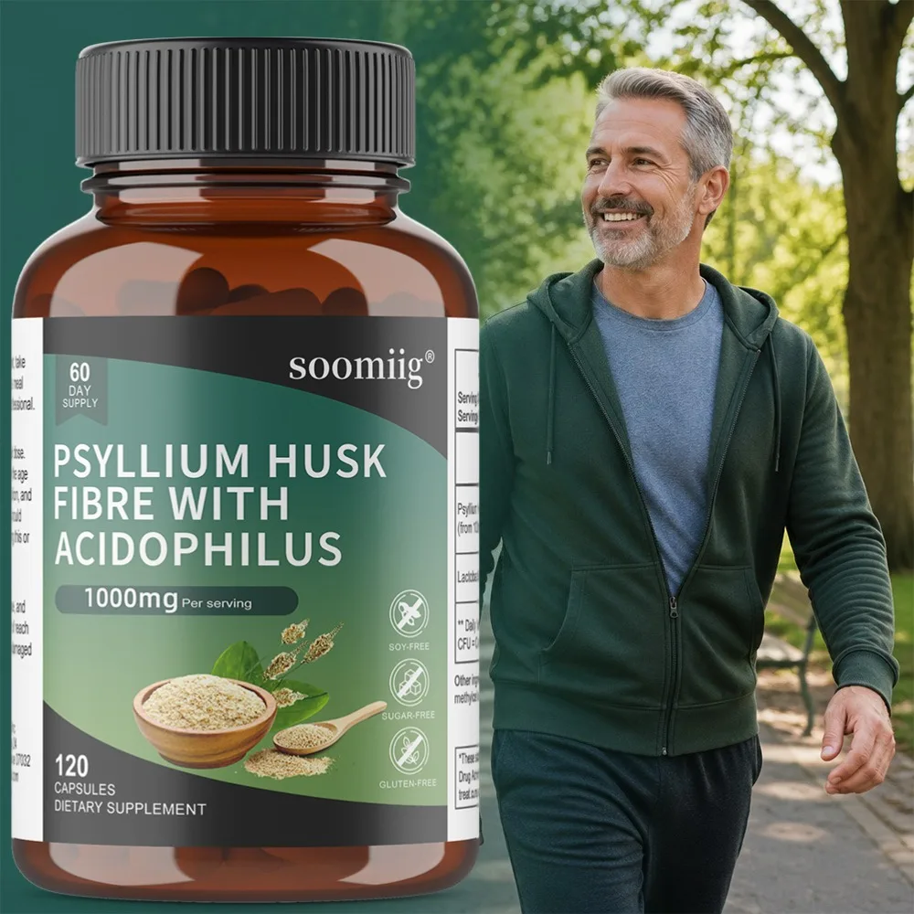 

Fiber Supplement Psyllium Husk 1000mg with Lactobacillus Acidophilus - High Strength, 120 Vegetarian Capsules
