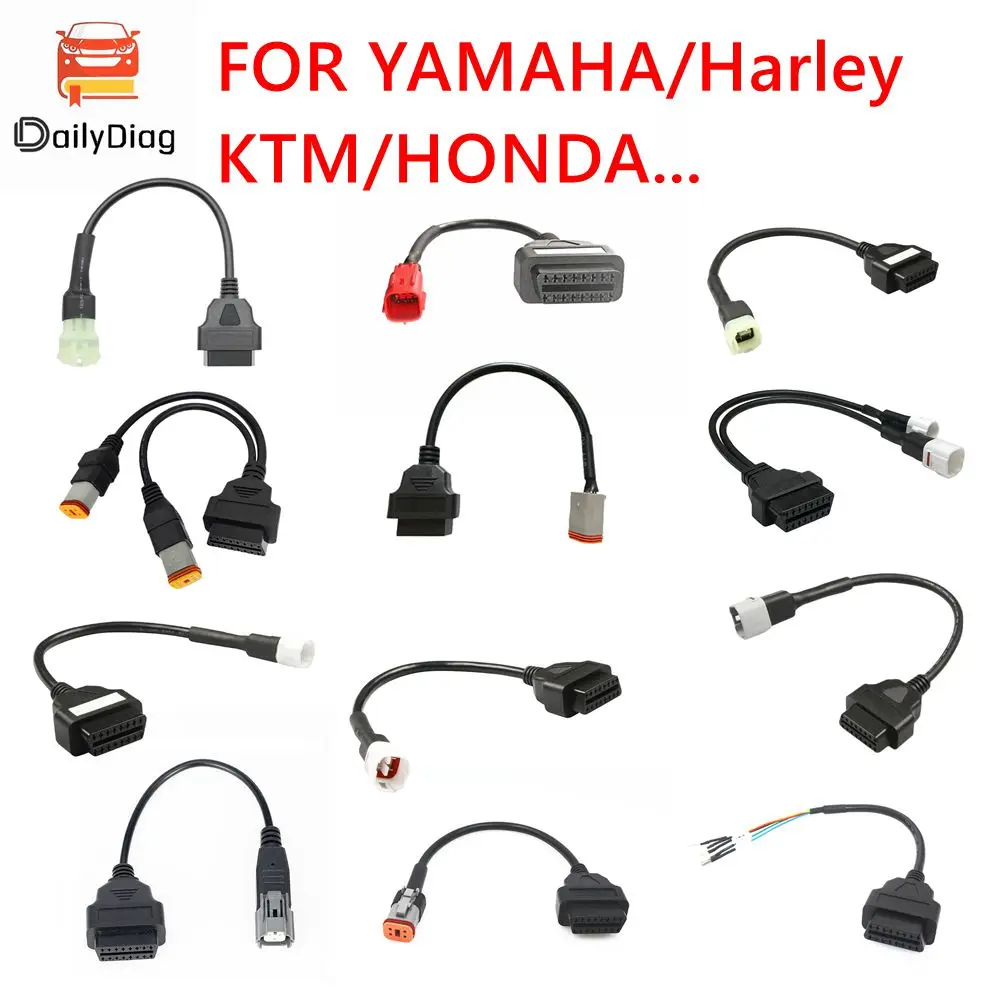 

OBD2 Extension Cable Motorcycle Connector for YAMAHA/ Harley for KTM/Kawasaki for HONDA K+CAN Universal Cable