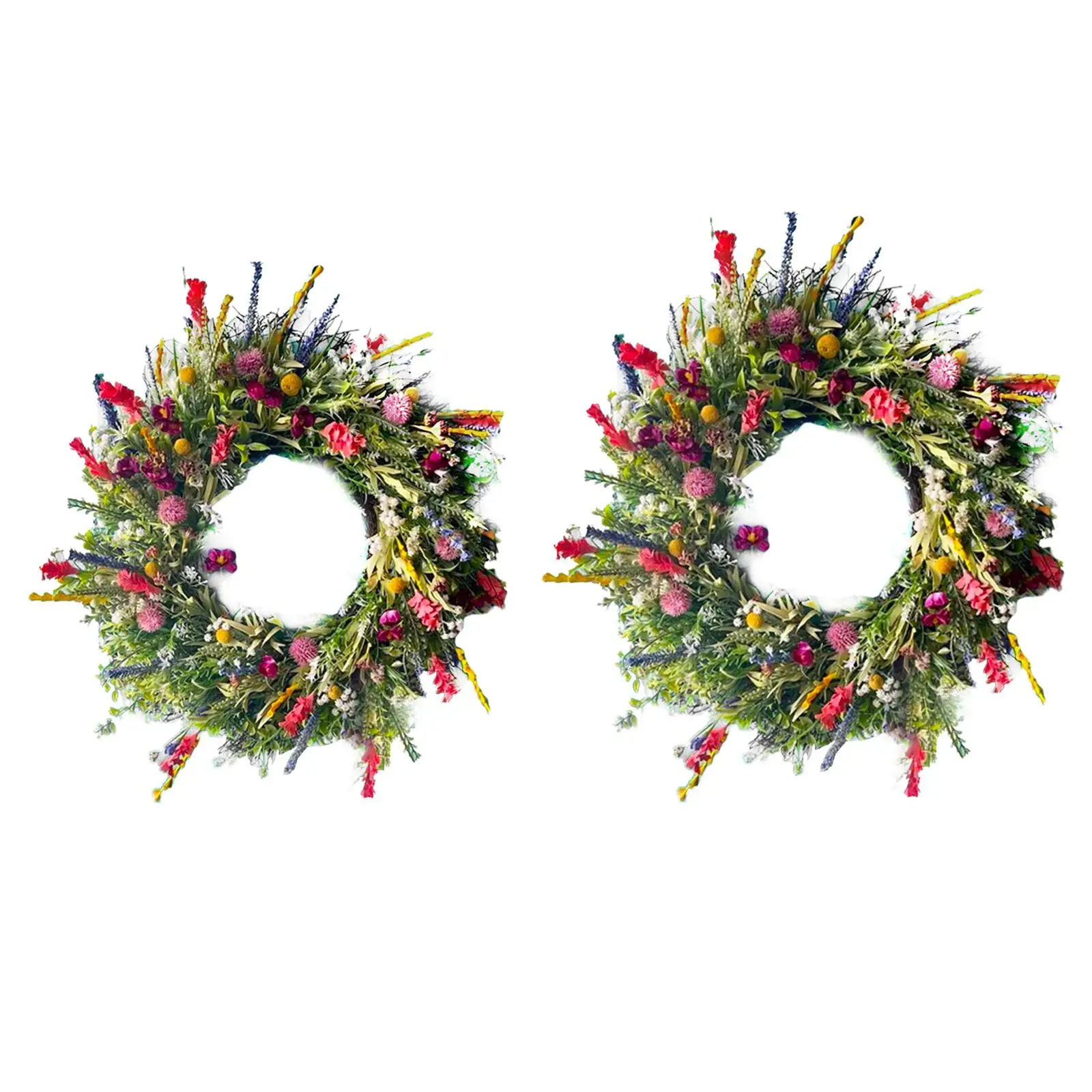 Round Floral Wreath Hanging Garland Home Decor Artificial Flower Wreath for Photo Props Party Valentines Farmhouse Decoration