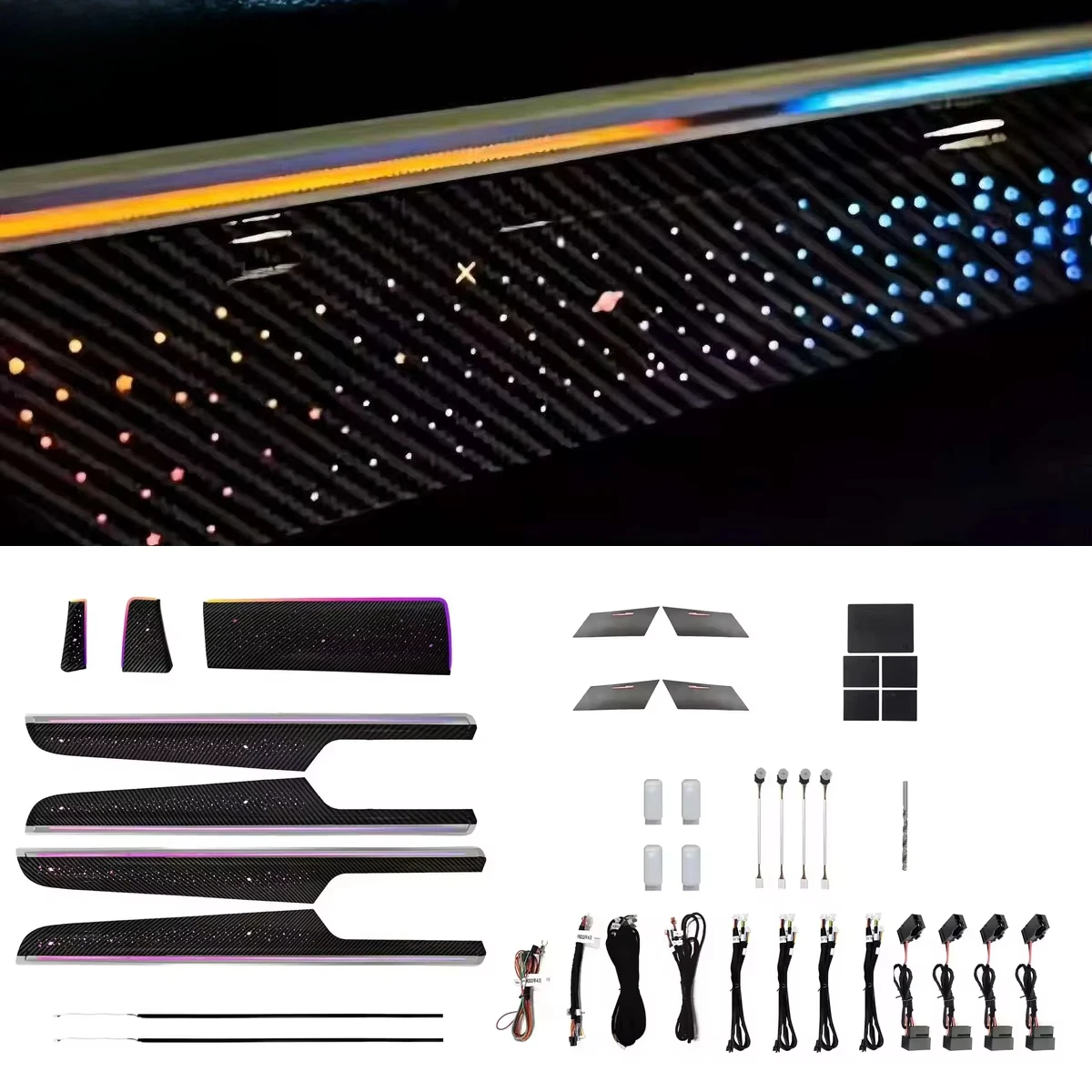 Automotive Interior Ambient Light Kit 64-Color Star Screen App Control IP67 Door Panel Handle Trim for Porsche Macan 2014-2024