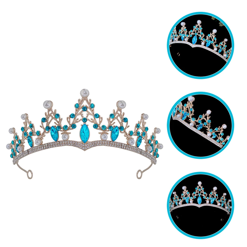 

Rhinestone Crown Women Wedding Birthday Bridal Accessories Pearls Headb Glamour Tiara Sturdy Comfortable Fit Hairstyle