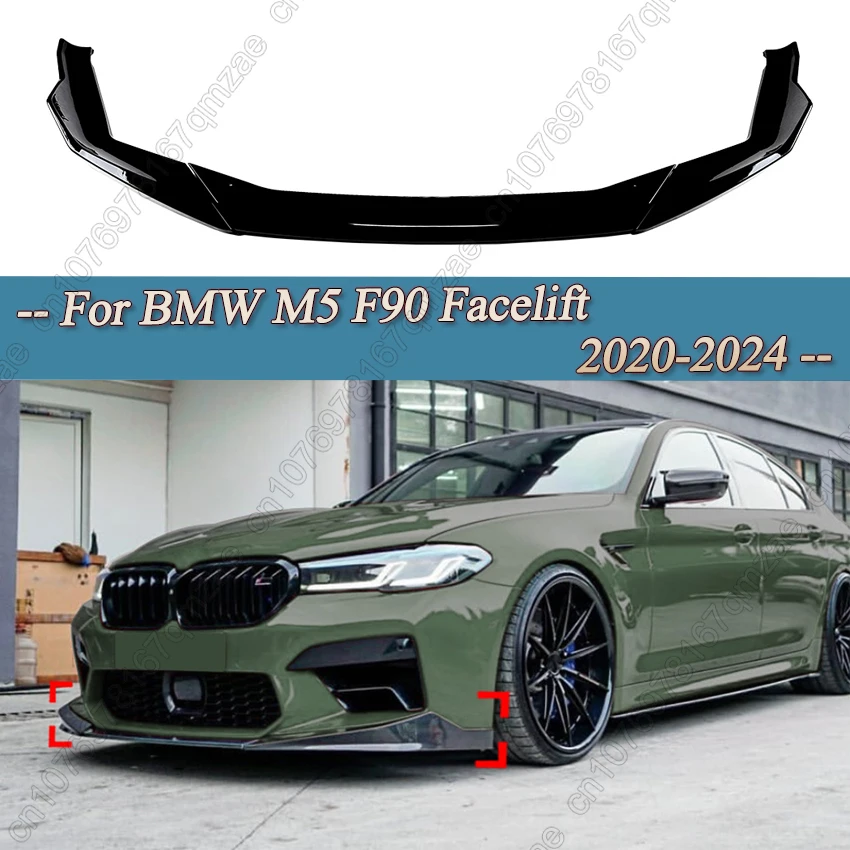 

Front Bumper Chin Lip Splitter Diffuser For BMW M5 F90 Facelift 2020-2024 Gloss Black Cars Exterior Parts Body Kits Tuning