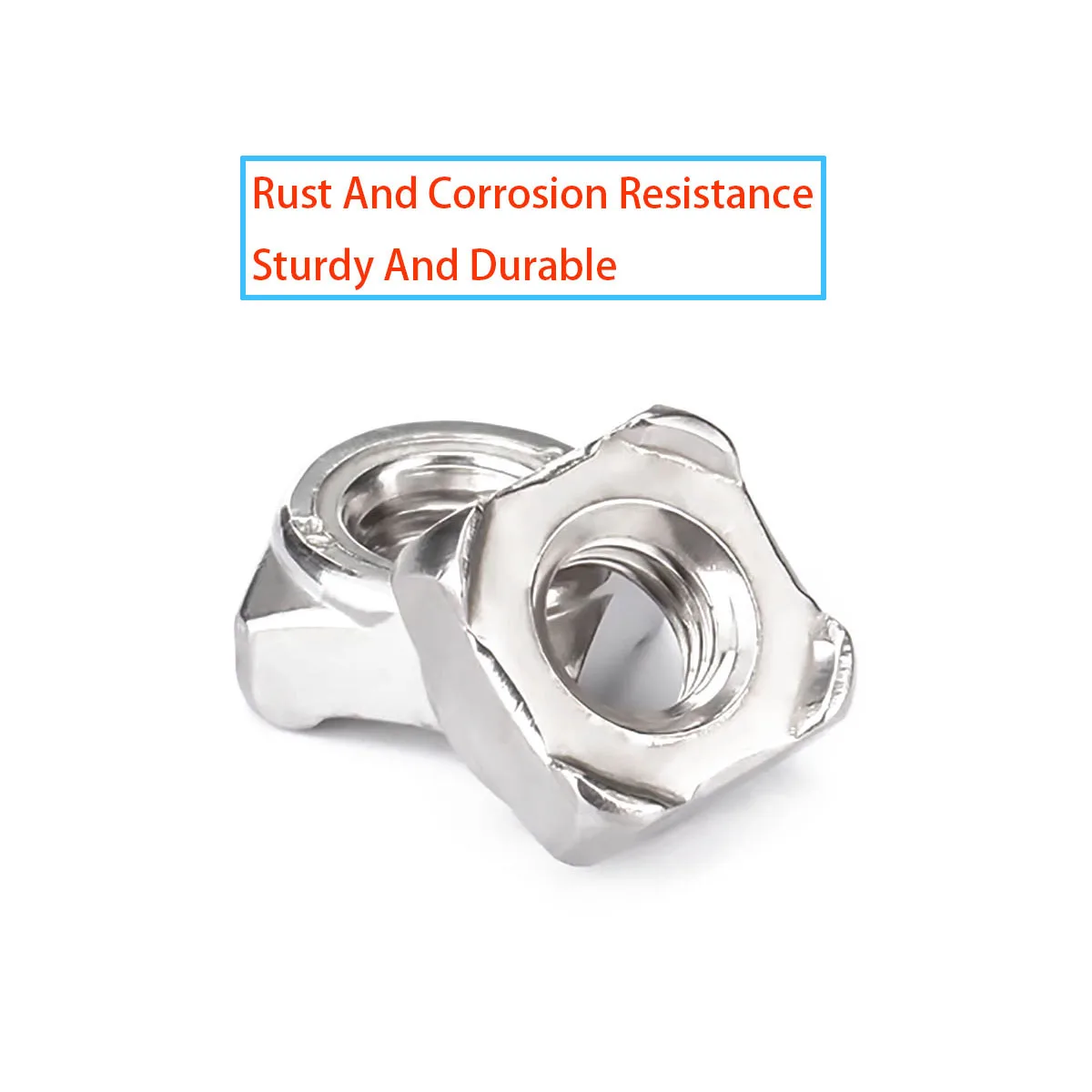 304 Stainless Steel Square Weld Nuts Square Spot Weld Nuts for Industrial Welding & Sheet Metal Use M5-M10