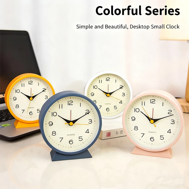 ساعة منبه مكتبية مضيئة بسيطة مع ضوء ليلي - ساعة كوارتز صامتة هدية للأطفال والكبار