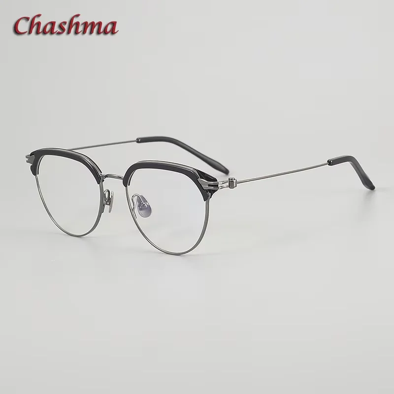 

Chashma Prescription Glasses Frame Acetate Pure Titanium Trend Elegant Optical Eyewear Round Fashion High End Ultra Light Gafas