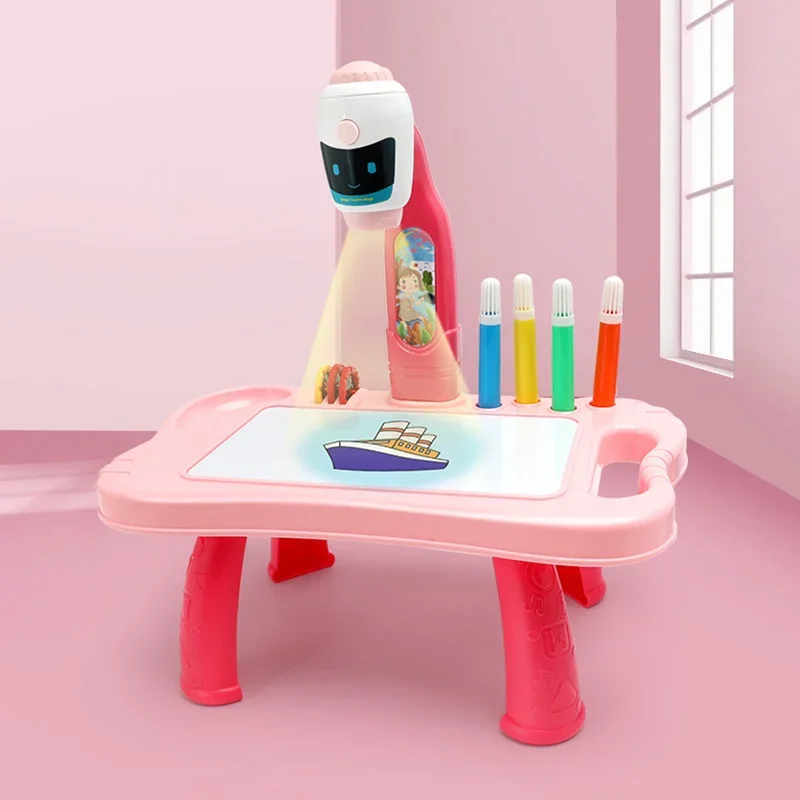 Led Projector Painting Art Drawing Children Table Light Toy for Kids Painting Board Desk Educational Learning Paint Tools Toys
