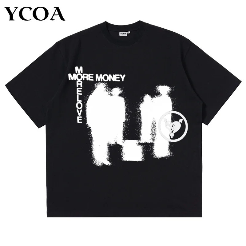 Футболка мужская оверсайз в стиле ретро, уличная одежда с графическим принтом, хлопковая модная винтажная в стиле Харадзюку, топ в стиле хип-хоп с коротким рукавом, Y2k, одежда