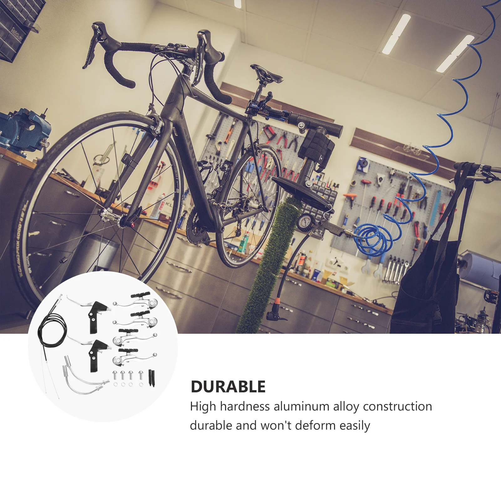 1Set V-Shape Brake Kit Durable Aluminum Construction Variable Braking Power Convenient Installation White Brake